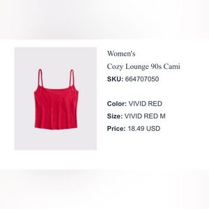 Abercrombie & Fitch Vivid Red Camisole